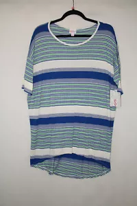 Nueva con etiquetas LuLaRoe Talla S Top Irma Tela de Rayo Ojo de Pájaro Azul Verde Blanco a Rayas - Imagen 1 de 4