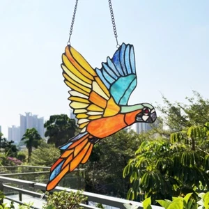 Stained Glass Window Panel Suncatcher Macaw Bird Tiffany Style ONE THIS PRICE - Picture 1 of 6