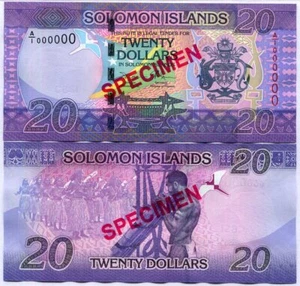 Solomon Islands 20 Dollars ND 2017 P 34 Specimen A/1 000000 UNC - Picture 1 of 1