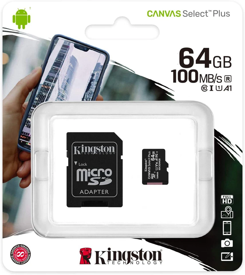 SCHEDA MICROSD CANVAS SDCS2/64GB KINGSTON MEMORIA + ADATTATORE CLASS 10 - Immagine 1 di 1