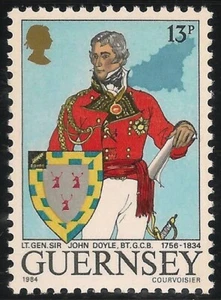 Guernsey #303 (A64) VF MNH - 1984 13p Lieutenant-General John Doyle and Map - Picture 1 of 1
