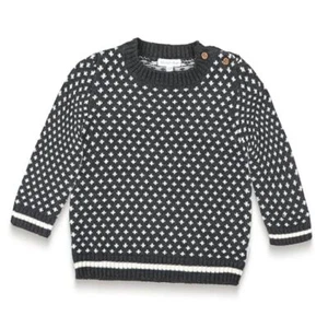 Toddler Baby Boy Cotton Knitted Sweater Long Sleeve Round 18-24 Months Grey - Picture 1 of 8
