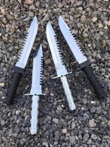 Hand made bowie 7 inch survival and hunting  Knife - Black & silver - Picture 1 of 3