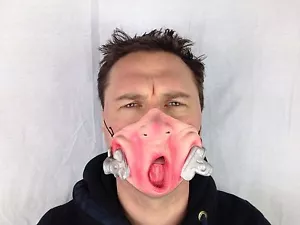 Funny Half Face Croc Clip OUCH Mask Sore face Fancy Party Masks - Picture 1 of 1