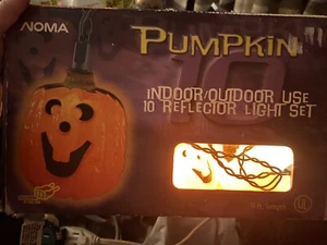 Vintage Noma Halloween 10 Blow Mold Pumpkin JOL String Light Set w/ Box Works! - Picture 1 of 4