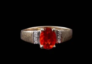 375/- 9KT  Gelbgold Ring mit roten simulierten Diamanten Gr. 53 - Bild 1 von 4