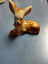 Vintage Deer And Fawn Resting Together Porcelain Figurine Unmarked