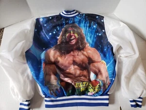 Vintage 1989 Xpres Wear WWF Ultimate Warrior Chalkline Snap Button Up Jacket XL - Picture 1 of 20