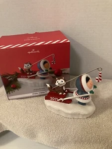 Hallmark 2017 Frosty Friends Figurine ~ Tom Best ~ Fox Eskimo Candy Cane NEW - Picture 1 of 10