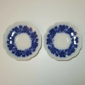 Two 2 Gefle Vinranka Percy Flow Blue Saucer Vintage Porcelain Sweden - Picture 1 of 8