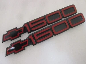 Red Black For 88-99 Silverado Chevy 1500 Bowtie Moulding Door Emblem Badges-PAIR - Picture 1 of 5