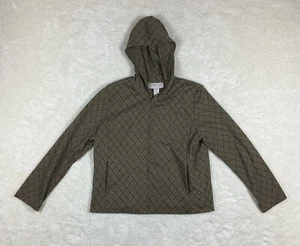 Norton Studio Women’s Full Zip Up Geometric Print Hooded Jacket Size L Brown/Tan - Picture 1 of 8