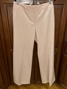 EXPRESS Correspondent Neopolitan pink & taupe beige striped trouser pants sz 10 - Picture 1 of 16