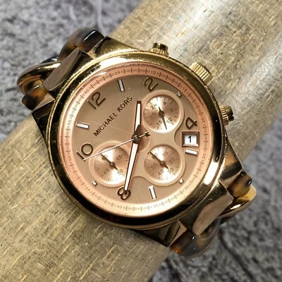 Michael Kors Runway Women MK-4269 Chronograph Gold Tone Quartz 37mm Watch 6 3/4" - Image 1 of 4