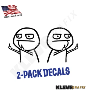 Pair of Flipping Off Middle Finger Guy 4" Vinyl Decals 2-Pack Funny Car Truck - Bild 1 von 1