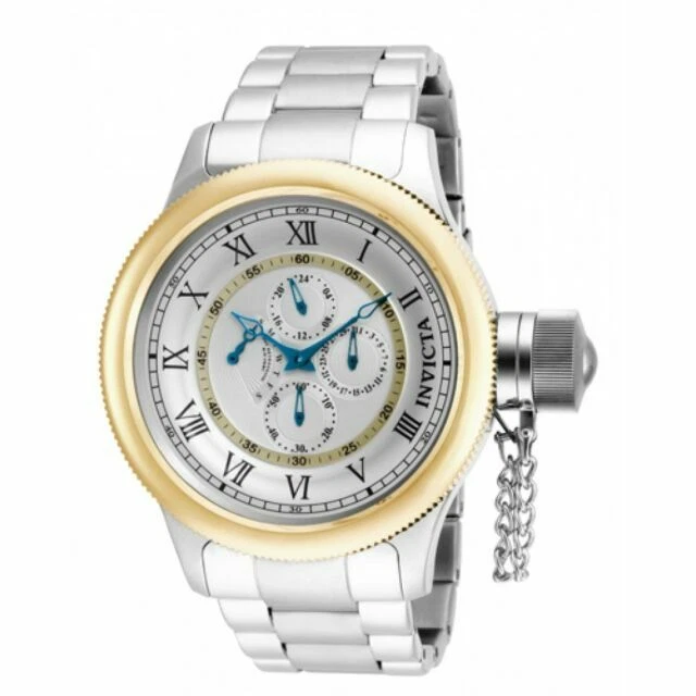 Invicta 15932 Men's Russian Diver Gold Tone Bezel Silver Dial Chrono 52mm Watch