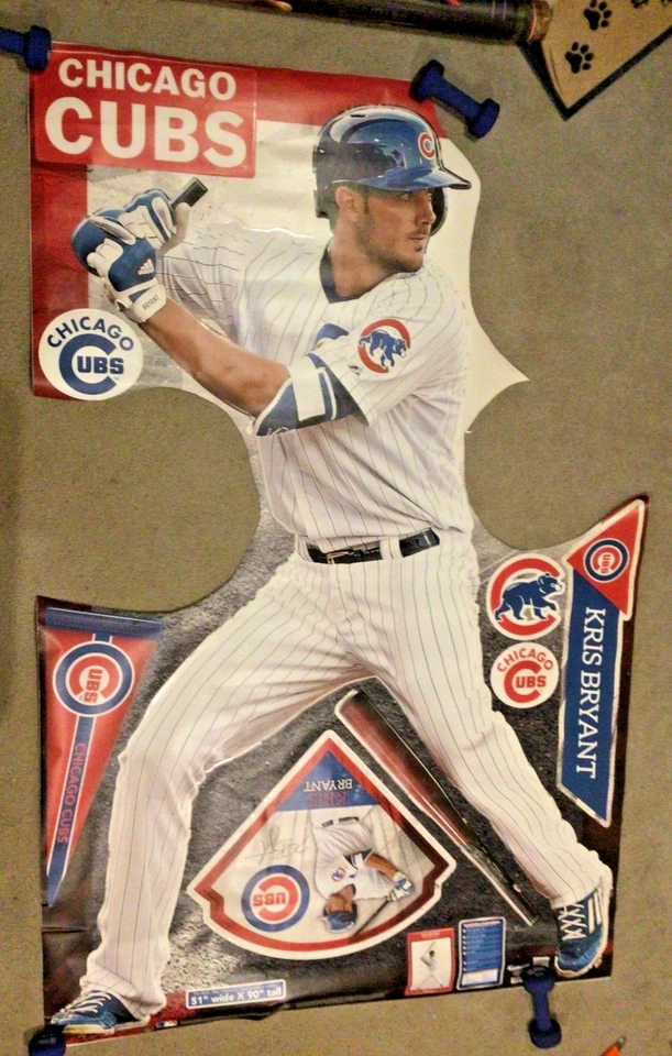 Kris Bryant Cubs FATHEAD реальный большой жизни размер 90 «x 51» + логотип дополнительные наклейки - Изображение 1 из 1