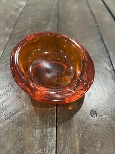 Vtg VIKING Glass Orb Eyeball Atomic Ashtray Orb Persimmon Orange 3.5” MCM - Picture 1 of 5