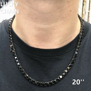 18''-20''14K BLACK GOLD FINISH BLING OUT TENNIS CHOKER NECKLACE 6MM 40g 45g