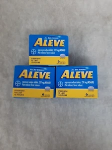 ALEVE 3 Packs Of Pain Reliever/ Fever Reducer 6 Caplets Each Box 18 pills Total. - Picture 1 of 1