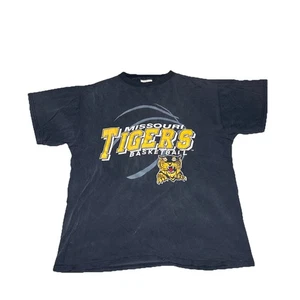 Vintage 80s 90s Signal Mizzou Basketball Missouri Tigers Black Shirt Men’s SZ L - Picture 1 of 11