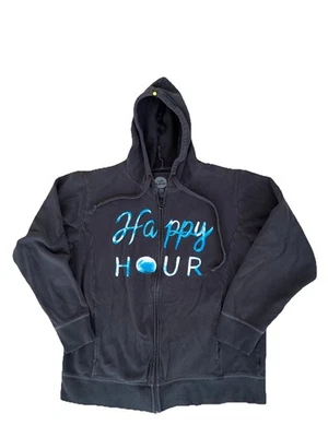 Life is Good Happy Hour Sudadera con Capucha Negra Cremallera Completa Mujer Talla Grande Foto 1 de 4