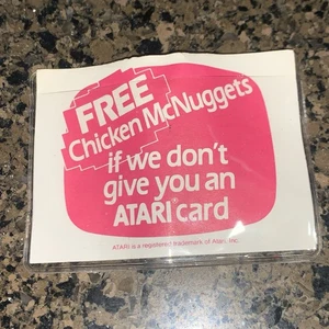 McDonald’s Atari Card Employee Badge Free Chicken McNuggets McRib Vintage 1982! - Picture 1 of 12