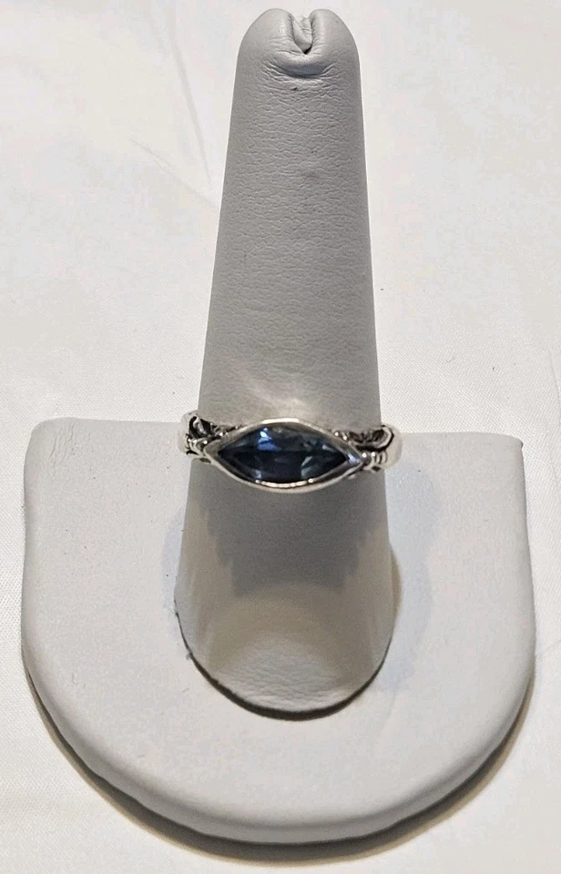 Anel de prata esterlina Didae Shablool topázio azul claro tamanho 9 4,7 gramas - Imagem 1 de 4