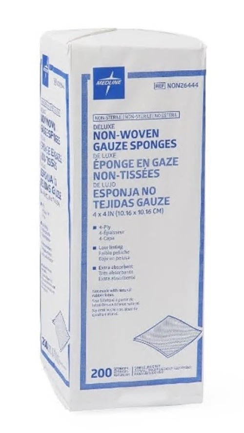 Medline NON26444 - Non-Sterile Gauze Sponges, 4" x 4", 4-Ply - Pack/200 - Image 1 of 1