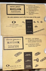 VINTAGE KAYLOCK MFG CO. DRAFTING TEMPLATE #1 & #2 FOR MINIATURE LOCKING NUTS. X - Picture 1 of 3