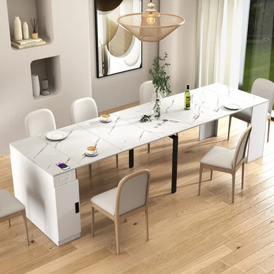 23.62"-118.11"Extendable Dining Table SpaceSaving Extra Long Folding Table White - Image 1 of 4