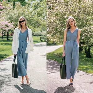 Mono Everlane Talla 14 Azul Polvoriento Japonés GoWeave Essential Sin Mangas Nuevo con Etiquetas - Imagen 1 de 12