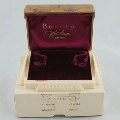 Caja Reloj Presentación Vintage Original BULOVA Fifth Ave Nueva York Art Deco Foto 1 de 4