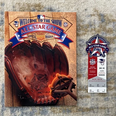 1995 MLB ALL-STAR GAME PROGRAM TEXAS RANGERS BASEBALL with full ticket - Image 1 of 4