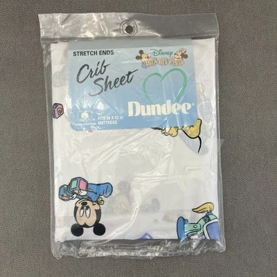New Vintage Dundee Disney Babies Baby Mickey & Minnie Mouse Fitted Crib Sheet - Image 1 of 4