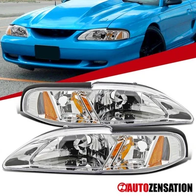 Fit 1994-1998 Ford Mustang 1PC Style Headlights Corner Signal Lamps Left+Right Foto 1 de 4