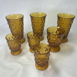 Fostoria Indiana Glas Kolonie Whitehall Kubistische Bernstein Gläser Becher 7 verschiedene - Bild 1 von 10
