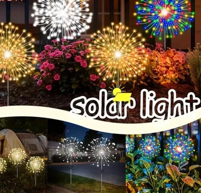 120 LED Solar Firework Lights Outdoor Waterproof Garden Decor Lawn Yard Lamp *2 - Image 1 of 4