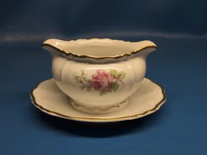 Edelstein La Vie En Rose Gravy Boat Attached Plate - Picture 1 of 5