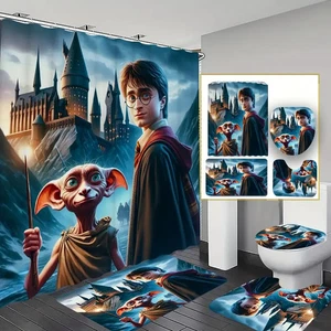 Juego de cortinas de ducha Harry Potter con alfombrilla de inodoro mago cómic tema baño - Imagen 1 de 1