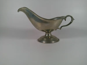Servidor de salsa vintage de peltre Gravy Boat de 8,5" con mango ornamentado - genuino - Imagen 1 de 8