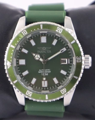 Hermoso Reloj Pulsera INVICTA Buzo Automático Esfera Verde "Fecha" "Mantente Puntual" Foto 1 de 4