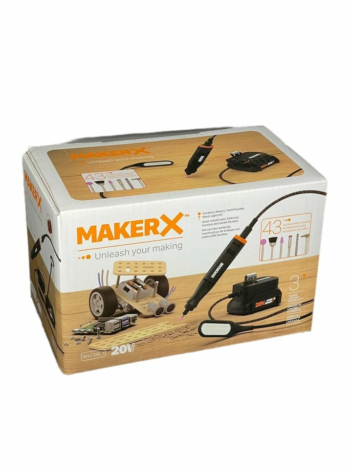 WORX WX739L.1 20V MAKERX Rotary Tool Kit 43 Pieces with Work Light - Image 1 of 1