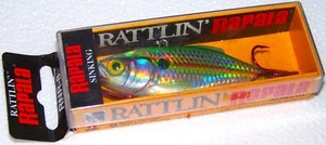 VINTAGE RAPALA RATTLIN' RAP LURE, RNR-8, HOLO SMERALD SHAD HED, MADE IN IRELAND - Foto 1 di 1
