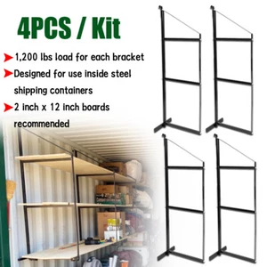 2 Pairs Cargo Shipping Container Shelving Shelf Brackets Powder Coated Universal - Picture 1 of 14