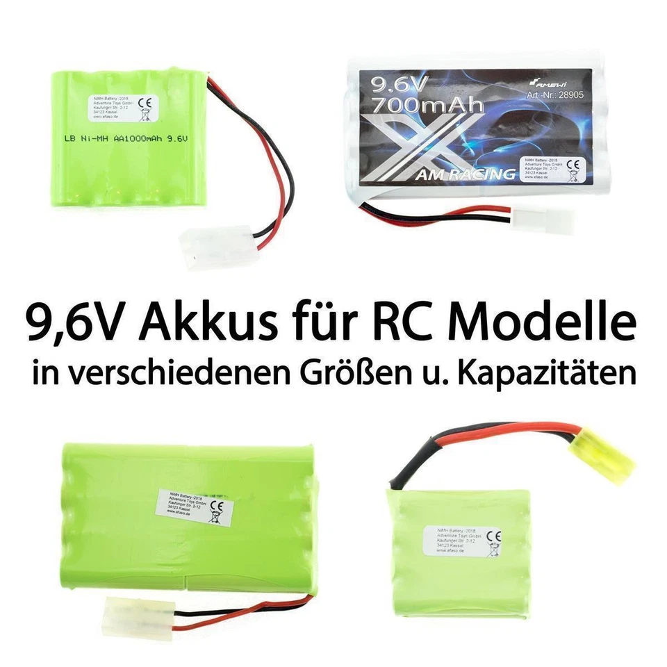 efaso 9,6V Ni-Mh Akku Akkus Batterien von 650 bis 1000 mAh für RC Modelle - Bild 1 von 1