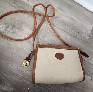 Vtg. Dooney & Bourke Small Pebbled Ivory Leather Crossbody Bag - Picture 1 of 9