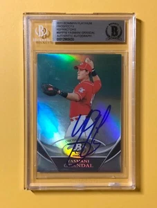 2011 BOWMAN PLATINUM PROSPECTS YASMANI GRANDAL REFRACTORS BECKETT AUTH AUTO - Picture 1 of 2