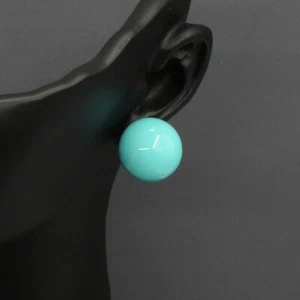 Natural Turquoise Blue Shell Pearl Ear Clip Stud Earrings For Lady Jewelry - Imagen 1 de 5