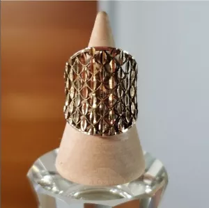 Goldring Größe 4,75 14k vergoldet auf 925 Sterling Diamantschliff Basketweave Türkei OT - Bild 1 von 10